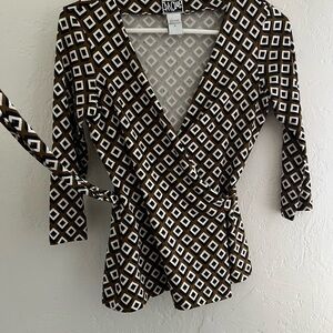 Diane Von Furstenberg Geometric Print Wrap Top Size 2
